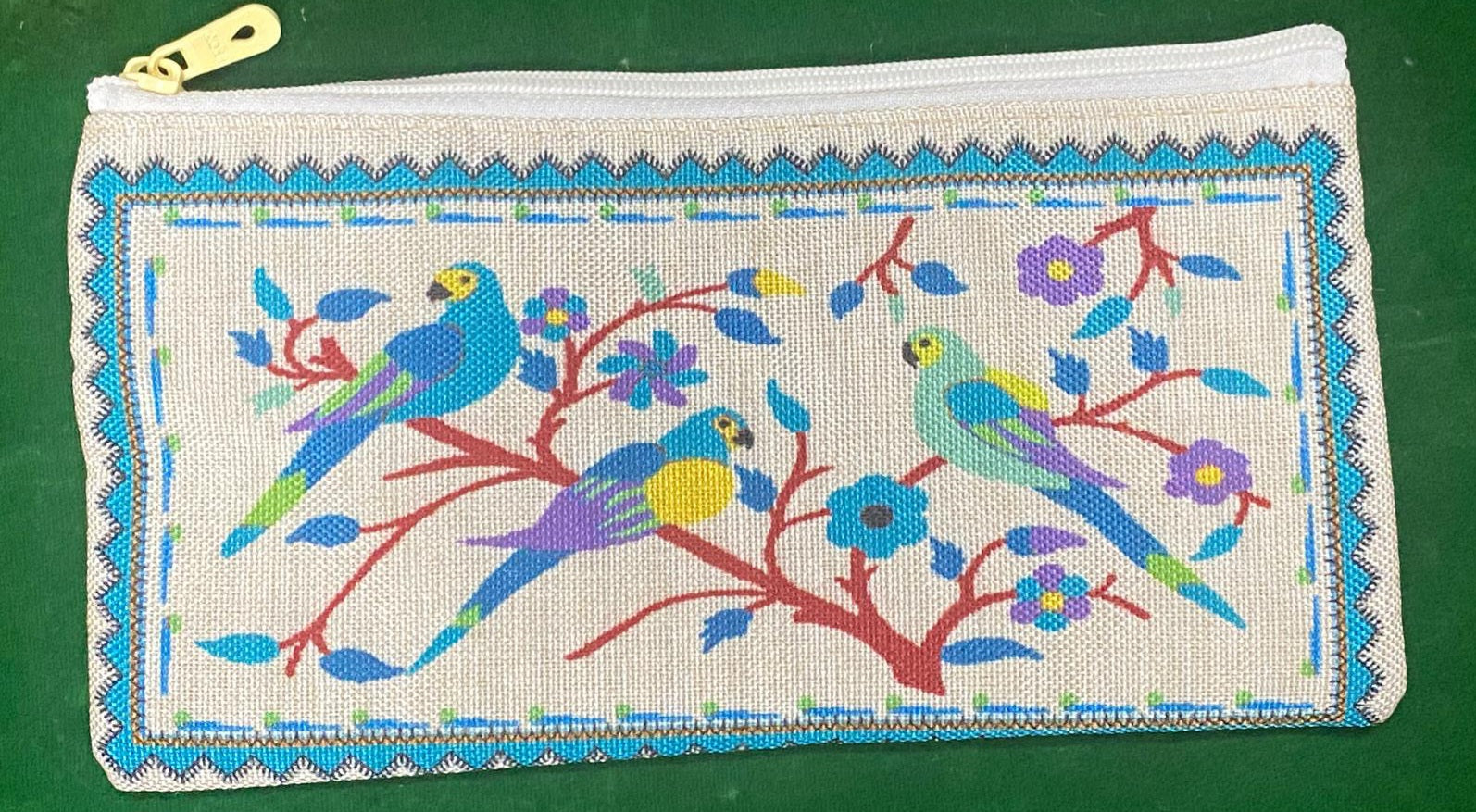 Handmade Jute Ethnic Ladies Pouch – Elephant Heritage Design | Dual Zipper Clutch