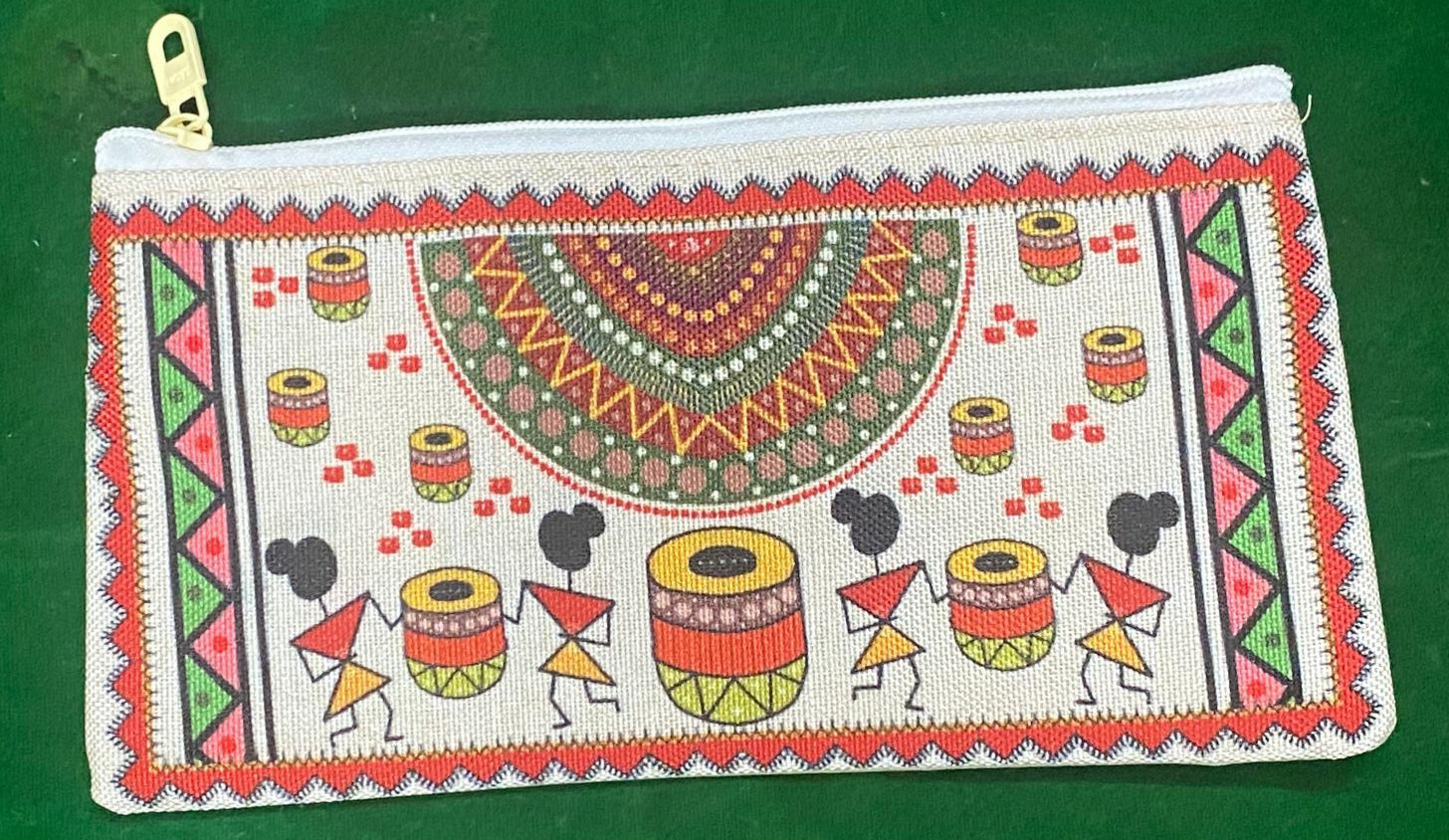 Handmade Jute Ethnic Ladies Pouch – Parrots Heritage Design | Dual Zipper Clutch