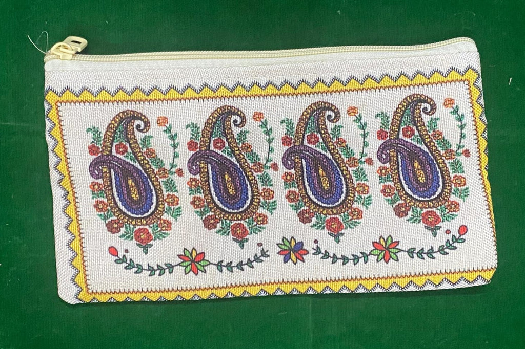 Handmade Jute Ethnic Ladies Pouch – Elephant Heritage Design | Dual Zipper Clutch