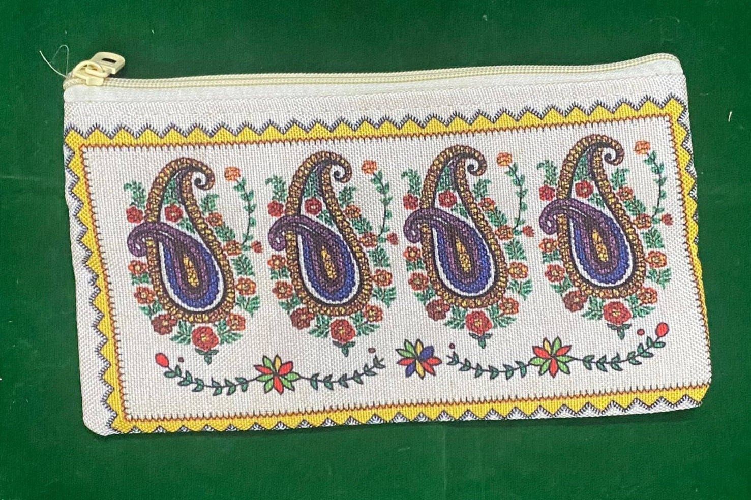 Handmade Jute Ethnic Ladies Pouch – Parrots Heritage Design | Dual Zipper Clutch