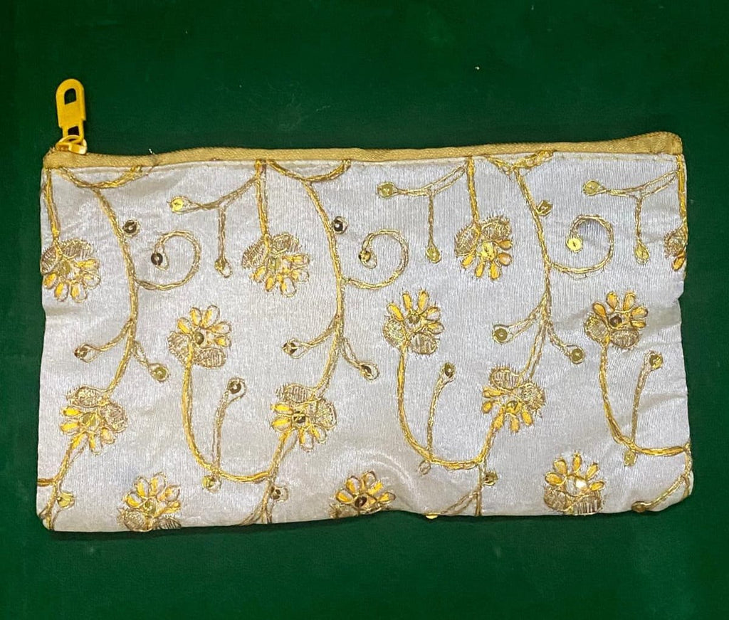 Elegant Floral Embroidered Ladies Clutch / Pouch – 4 Colors Available (Yellow, Pink, Red, Copper)