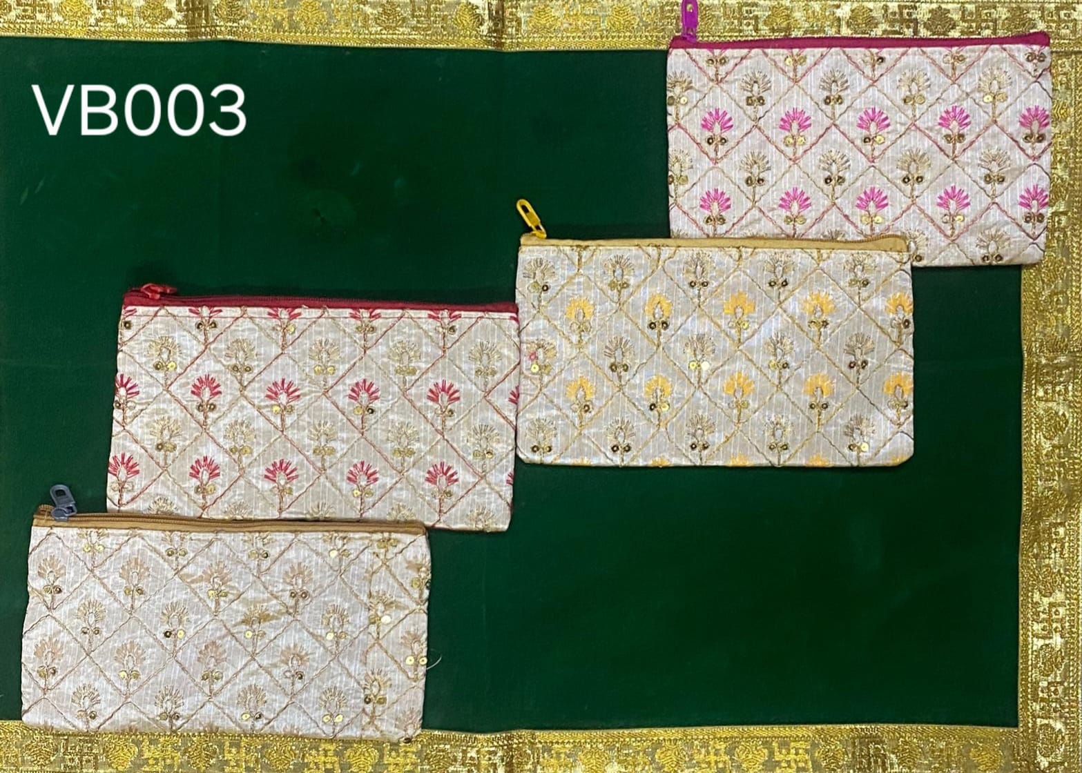 Elegant Floral Embroidered Ladies Clutch / Pouch – 4 Colors Available (Yellow, Pink, Red, Copper)