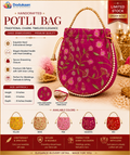 Elegant Handcrafted Potli Bag DARK PINK – Premium Embroidered Silk Ethnic Clutch with Beaded Handle
